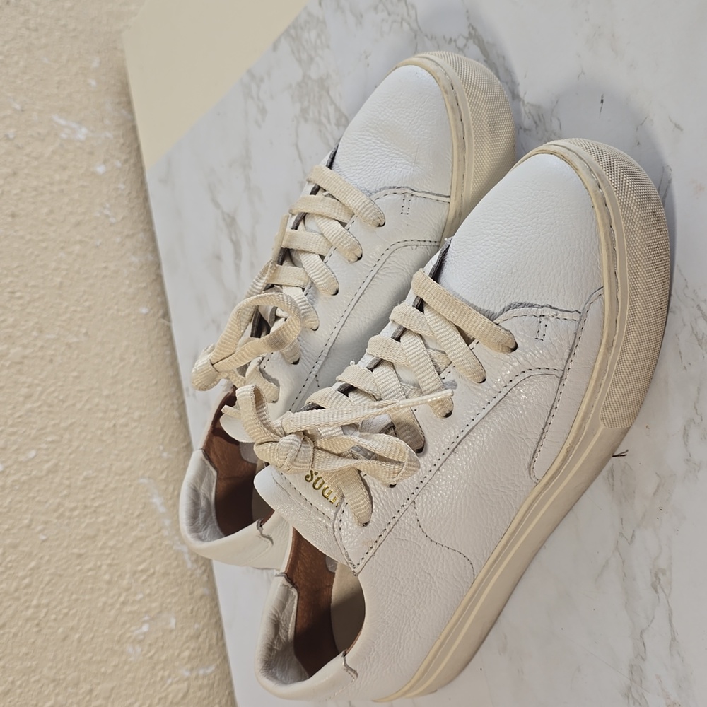 Soludos White Leather Sneakers